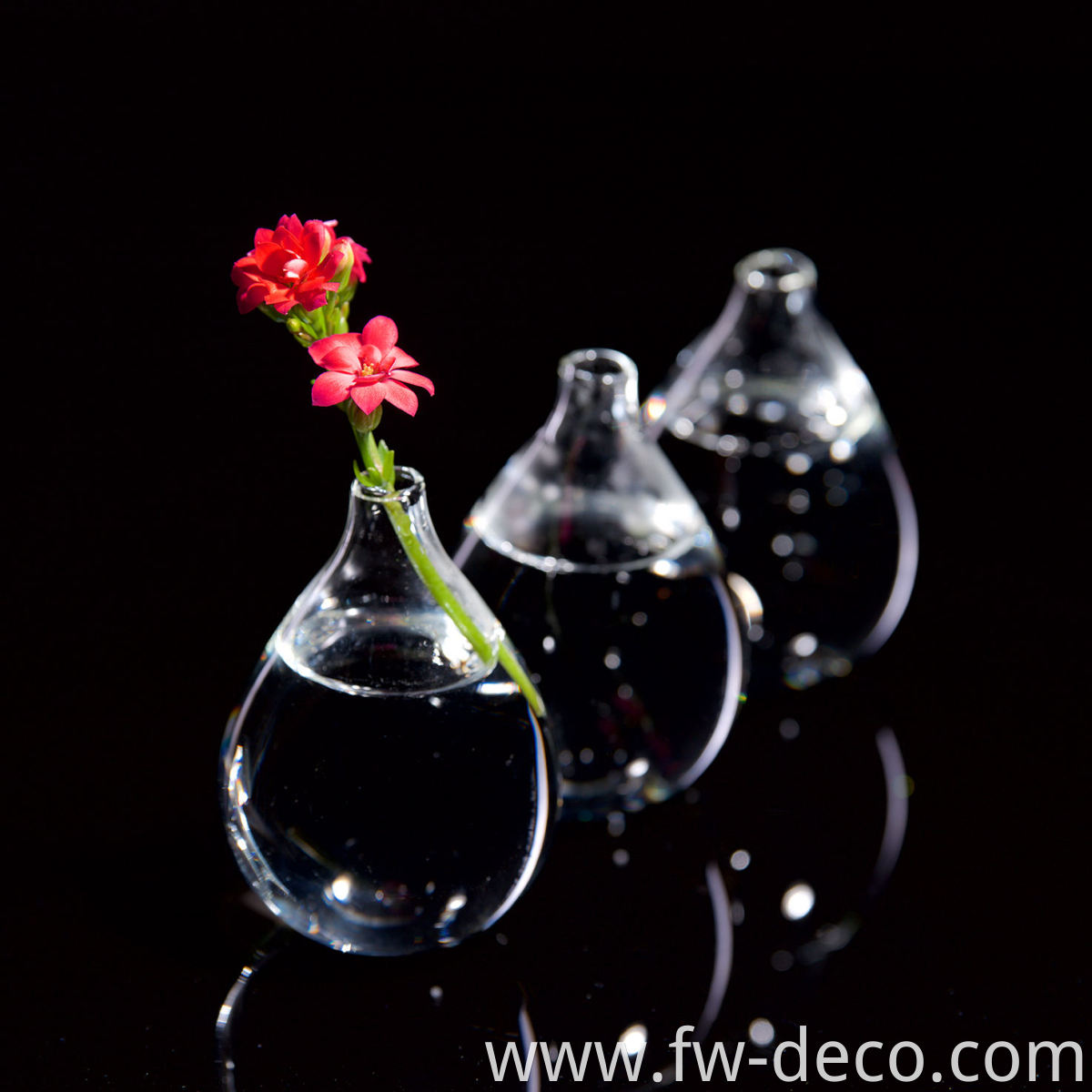 clear teardrops glass vase